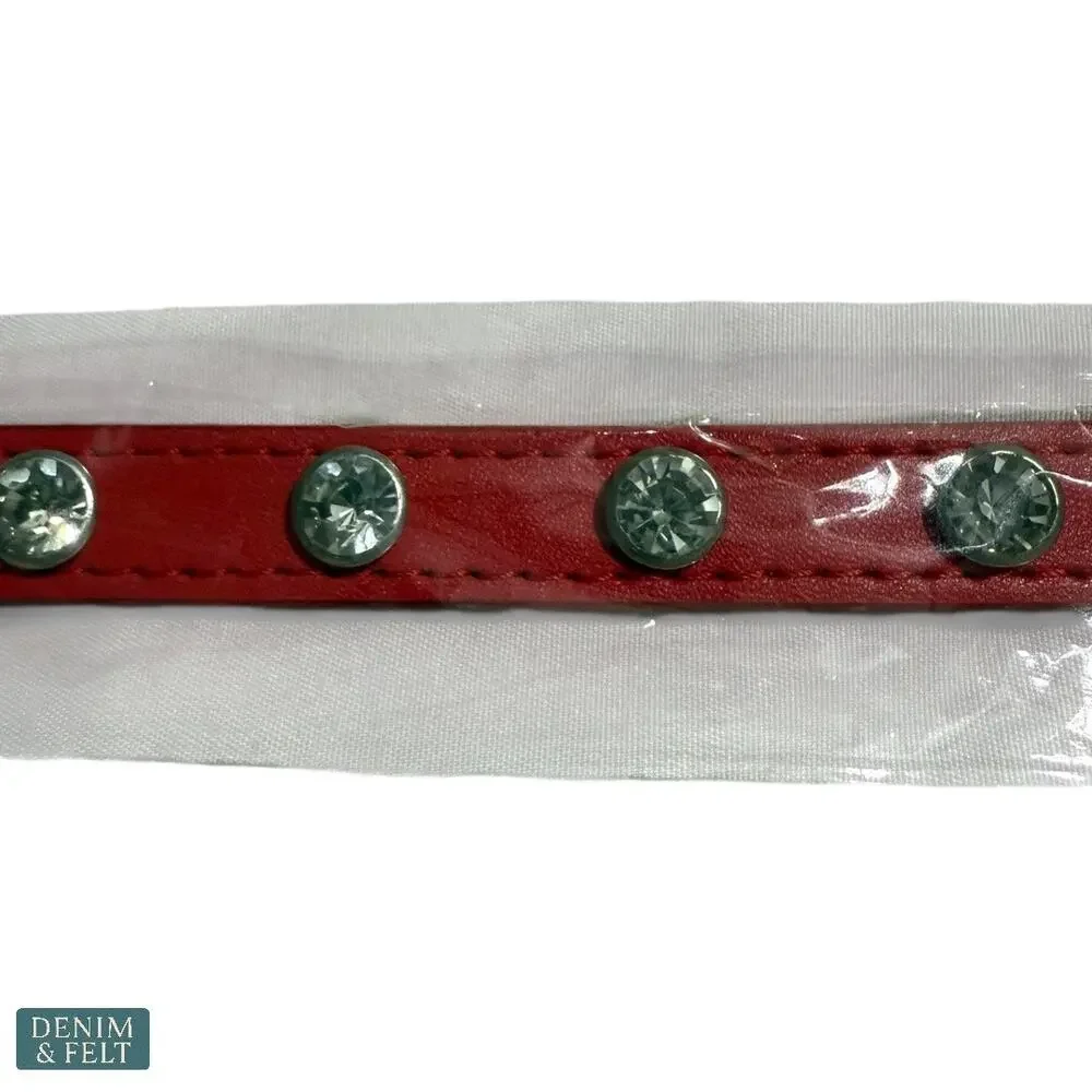 NEW Red Rhinestone Dog‎ Collar 12” Adjustable Small Pet Collar Bling